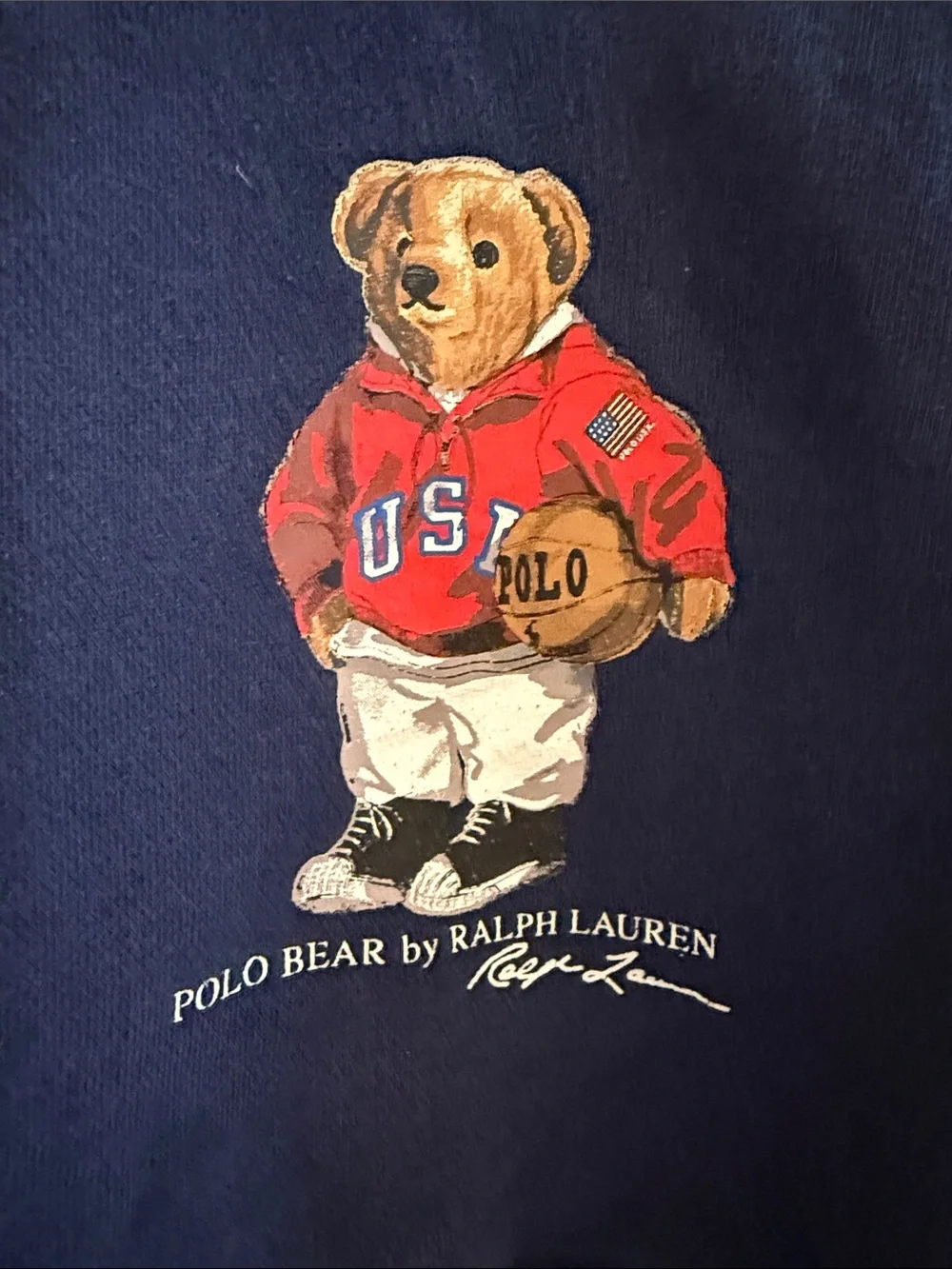 Ralph Lauren Navy Polo Bear Crewneck Sweatshirt - Kids